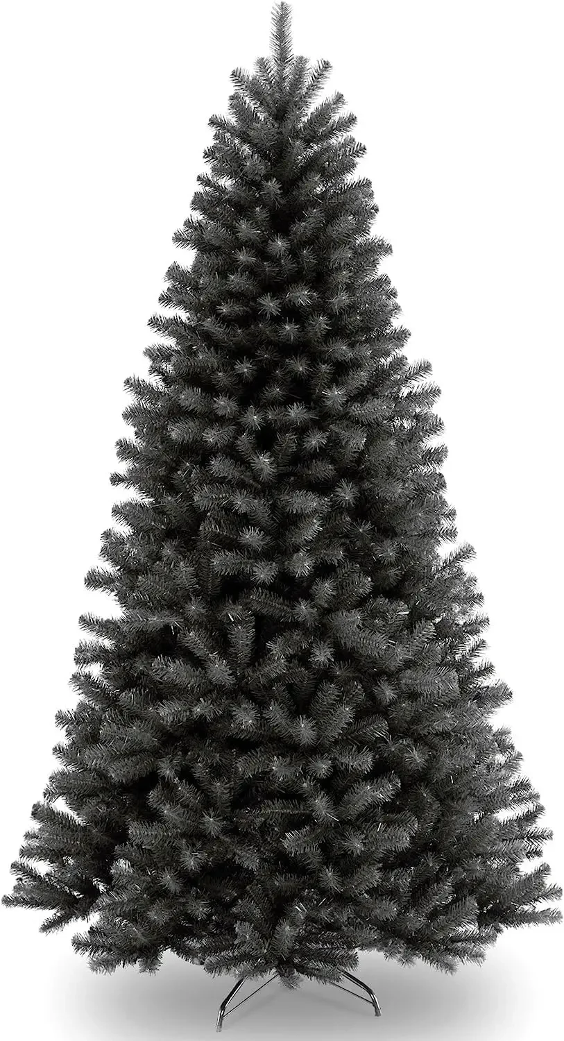 Artificial Unlit Full Christmas Tree, Black, North Valley Spruce, Fire Resistant 816 Tips, Includes Sturdy Stand, 7.5 Feet