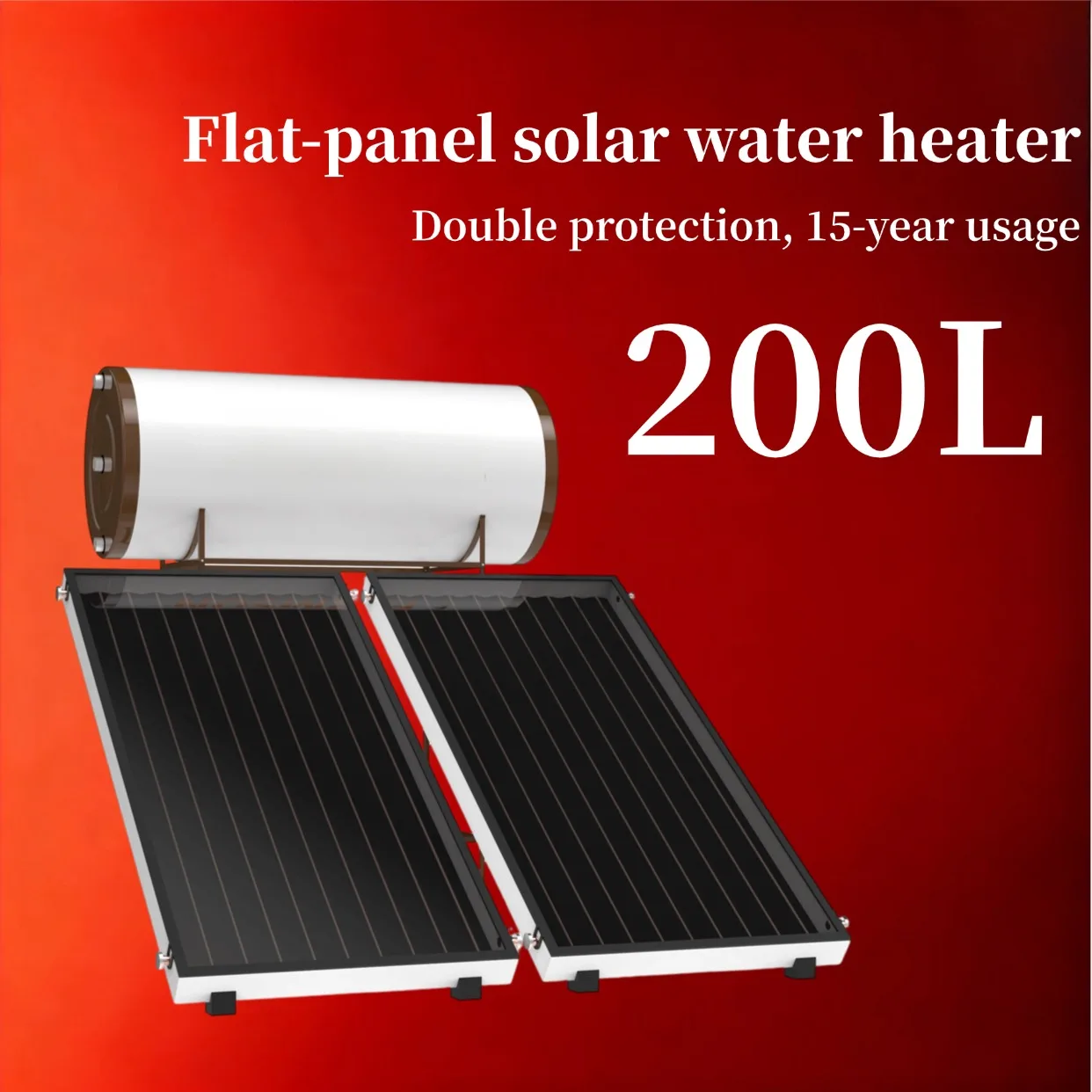 China Flat Plate Solar Water Heater Designed 100L 200L 300L 500L Solar Geyser