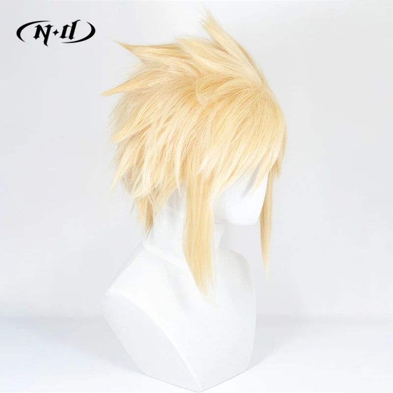 ND Cloud Strife Cosplay Wigs Game Cosplay Blonde Hair Wigs Hairpiece Heat Resistant for Game Comic Con Coser Costume Theme Party