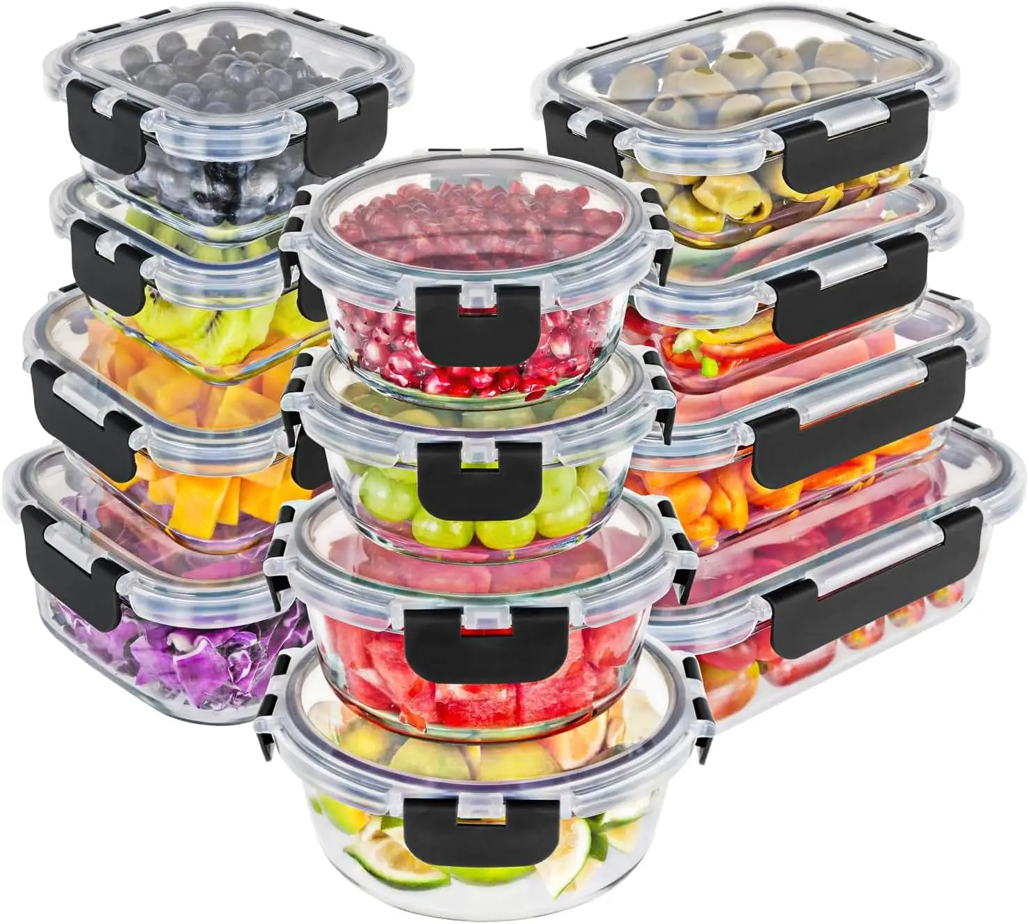 

Premium Borosilicate Glass Food Storage Containers Set, 24pc with Airtight Lids for Meal Prep, Oven, Freezer & Dishwasher Safe