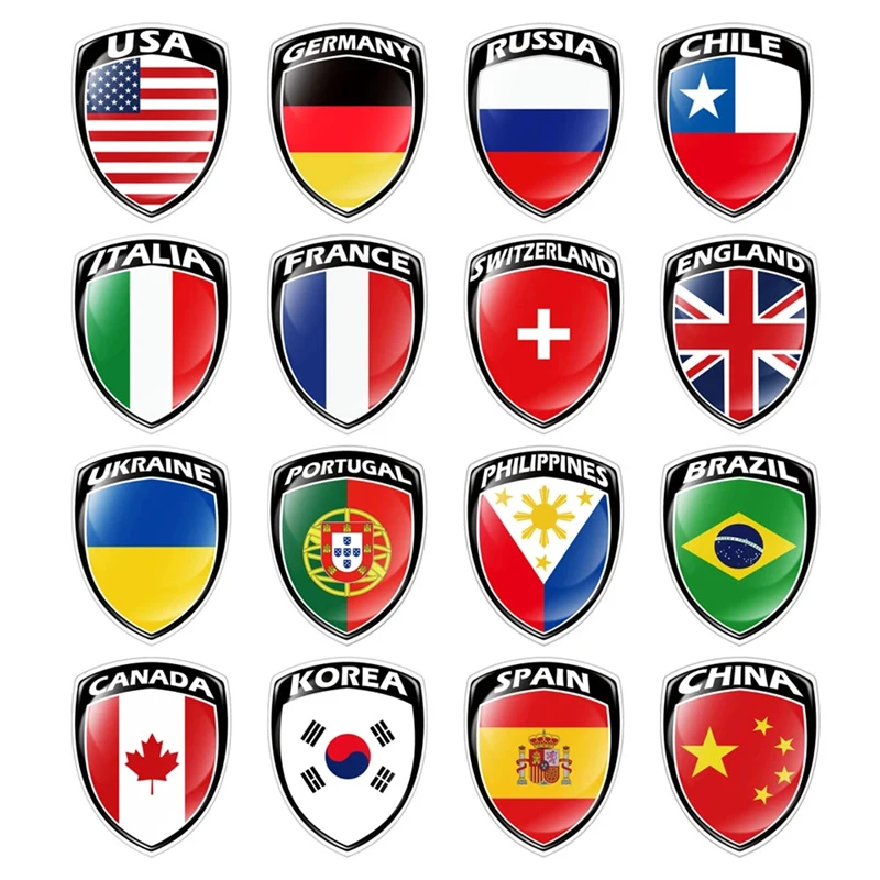 3D Reflective Flag Sticker Motorcycle Parts Car Decal UK Italy France Russia Spain Brazil South Korea Japan Chile USA Portugal