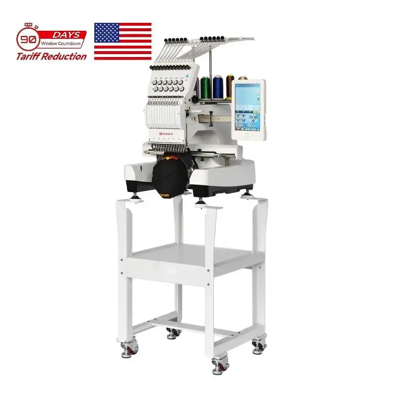 MYSEW MFS1200 Single Head Computer 1200rpm 12Needles Computerized Hat Logo T Shirt Industrial Embroidery Machine for Sale