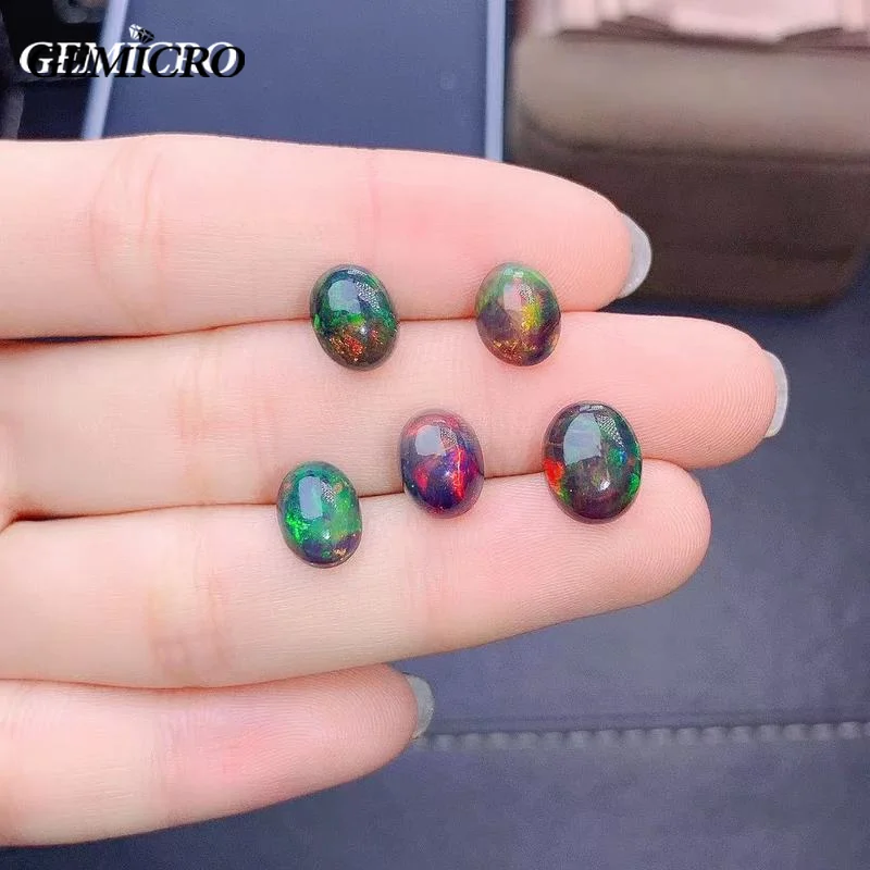 New Ethiopia Black Opal Gemstone Loose 6x8mm Oval Stone for DIY Jewelry