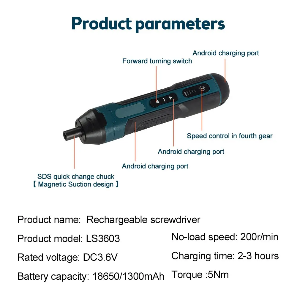 ミニコードレス電動ドライバー,充電式,1300mAh,調整可能,電動ドリル,多機能分解,トルク修理ツール