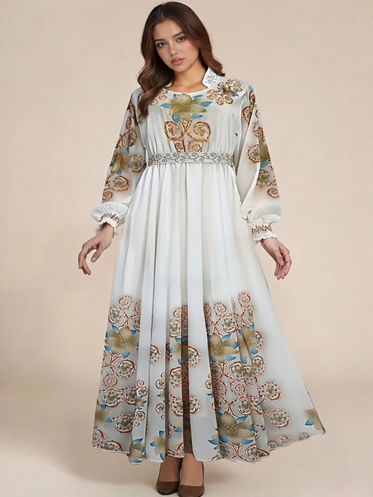 

African Dresses For Women Elegant Long Sleeve Diamonds Dashiki Maxi Dress Ladies Traditional African Clothing Fairy Dreaes