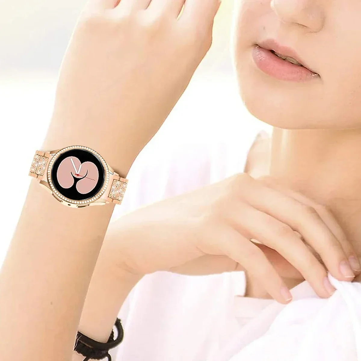 Cinturino in metallo + custodia per Samsung Galaxy Watch4 5 6 7 40mm 44mm Band Donna Bracciale con diamanti in acciaio inossidabile e accessori per paraurti