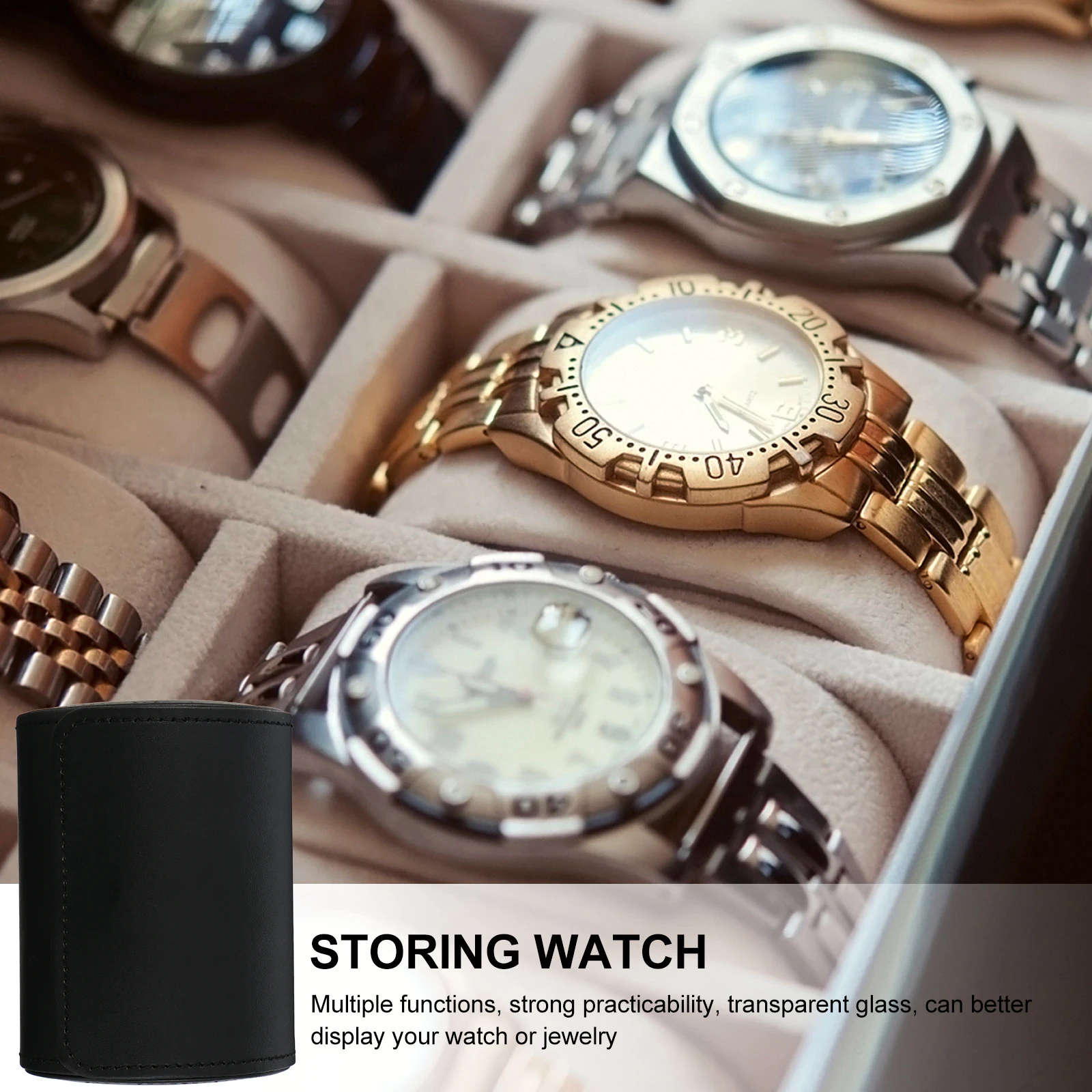 

1 pc Box Portable Storage Case For Men Women Watch Enthusiasts Jewelry Ring Bracelet Organizer Gift Travel Durable