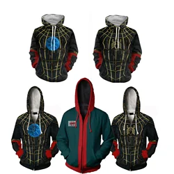 Kids Spiderman Hoodie Sweatshirts 3D Into The Spider-Verse Mens Hoodies Zipper Peter Parker Miles Morales Hoodie Boys Gift