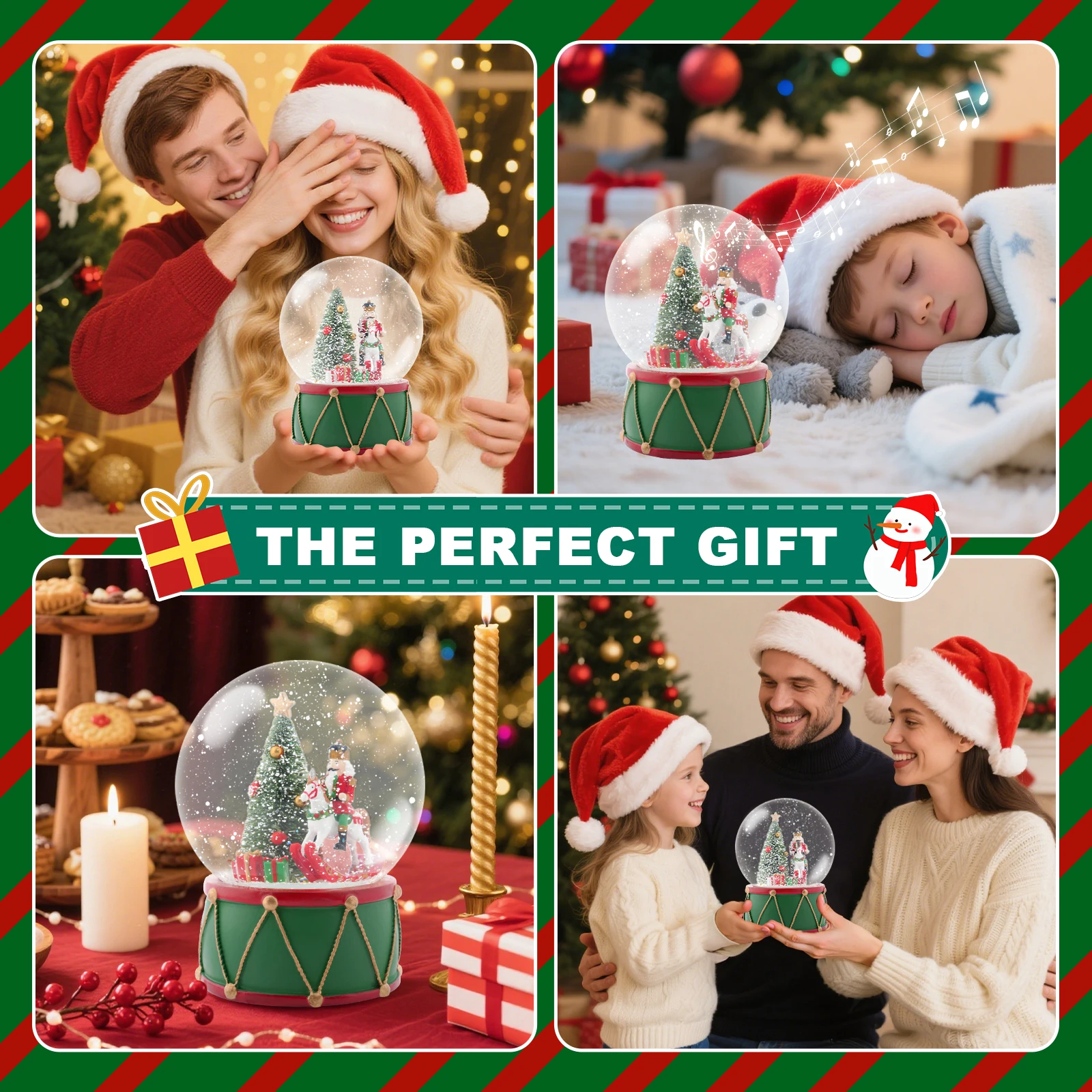 

Christmas Music Box Snow Globe with Drum Base, Horseback Soldiers, Perfect Holiday Gift for Collectors, Music Lovers & Families