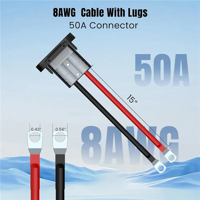 

A50U 2X Anderson Connector,8AWG 50AMP Battery Quick Connect/Disconnect Connector, 1.64Ft Battery Cable Connector,Winch Wiring
