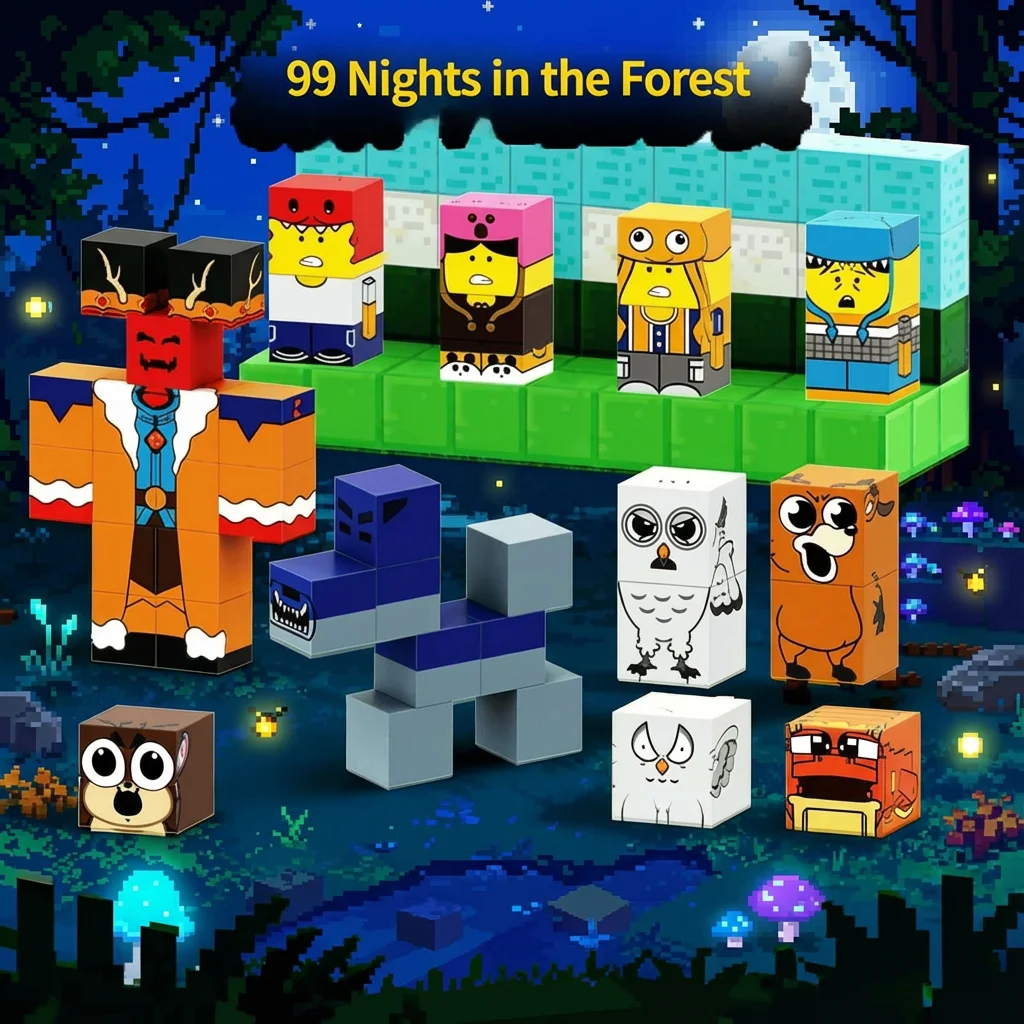Magnetic Building Blocks Toys Forest 99Nights Theme Deer Model Figures Creative DIY Construction Set STEM Educational Sensory