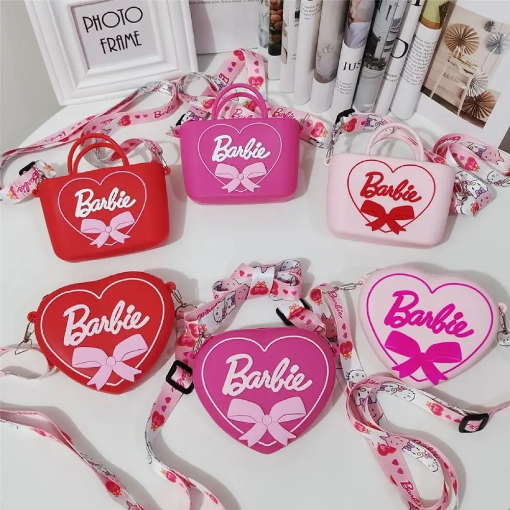 Barbie Mini borsa a tracolla da donna borsa a tracolla a forma di cuore di moda per ragazze borsa da viaggio portatile di grande capacità da viaggio