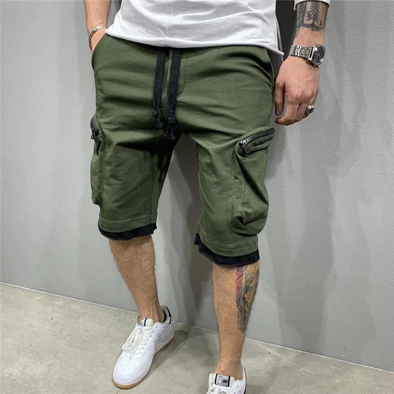 2024 Men Summer new Fast-drying Zipper pocket shorts Outdoor basketball Casual Sports Drawstring Short Pants