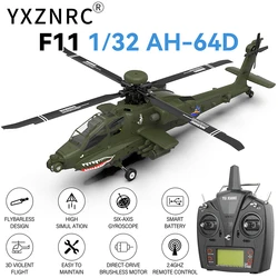 YXZNRC F11 AH-64D Apache RC Helicopter with 6-Axis Gyro 2.4G 6CH Brushless Motor 1:32 Scale Flybarless 3D RC Helicopter Model