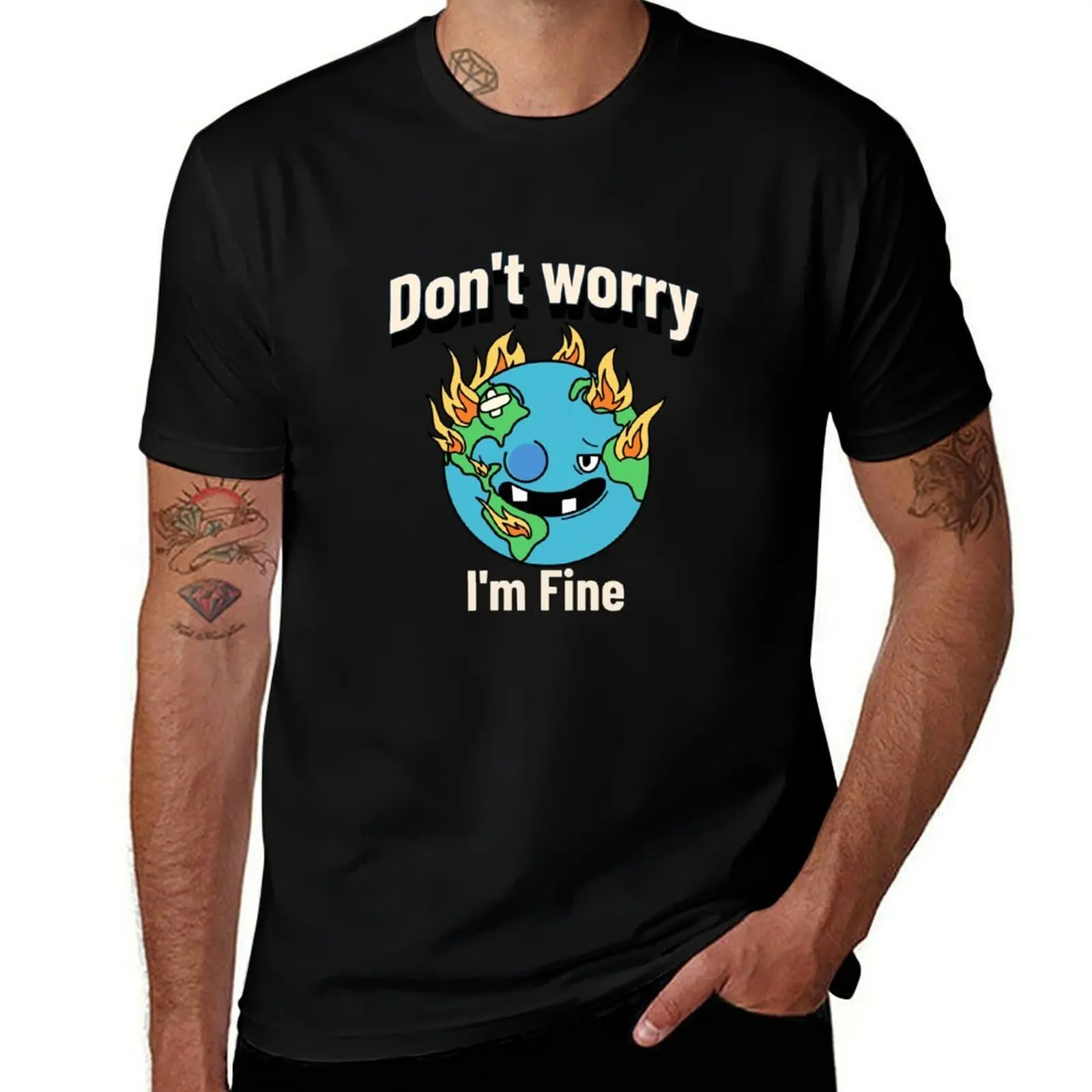 Don't Worry, I′m Fine Climate Change Awareness T-Shirt Plus Size Everyday Tee Shirt