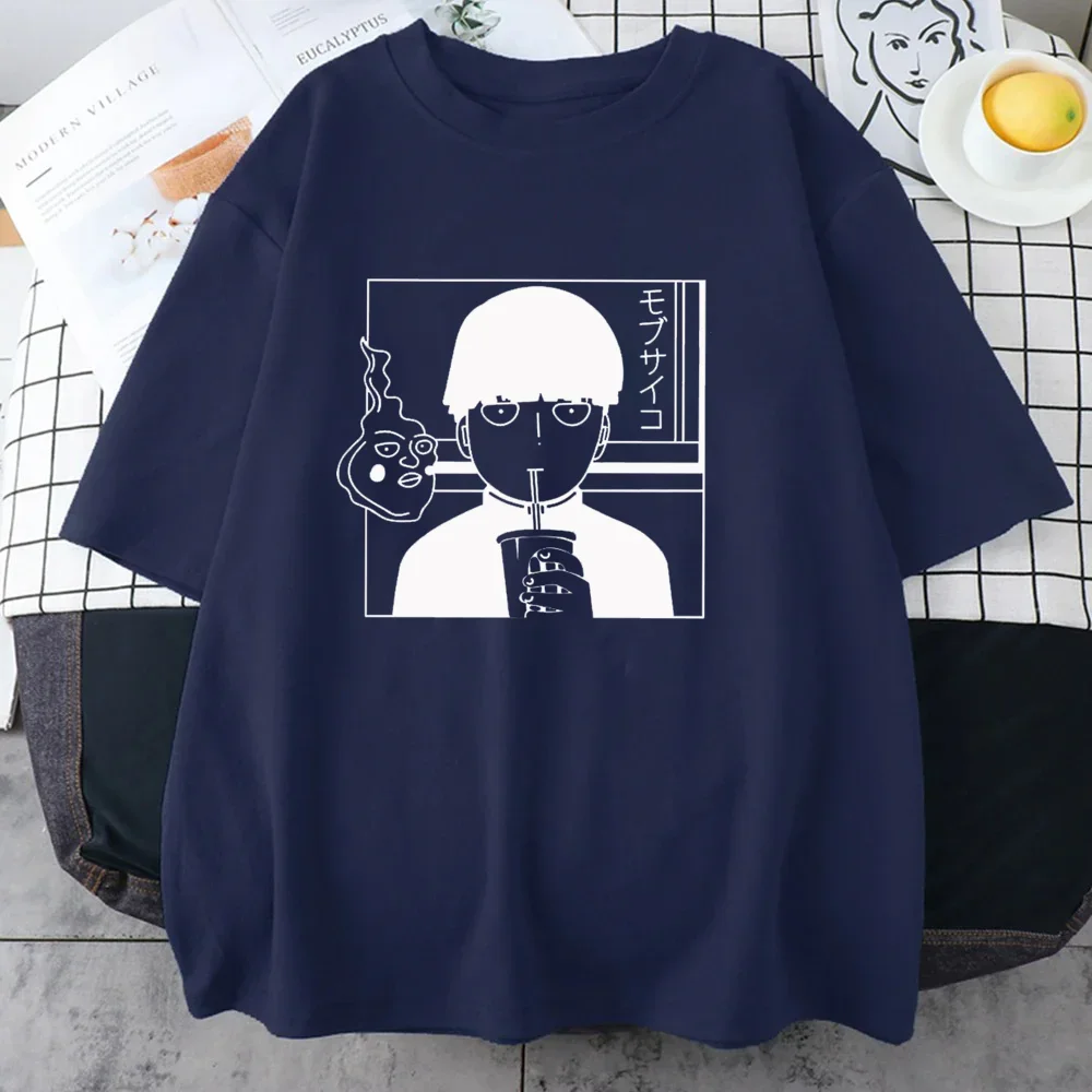 Funny Mob Psycho 100 Graphic Printed T-Shirt Men's and Women's Summer Loose High Quality T-Shirt Tops 71833 view 2