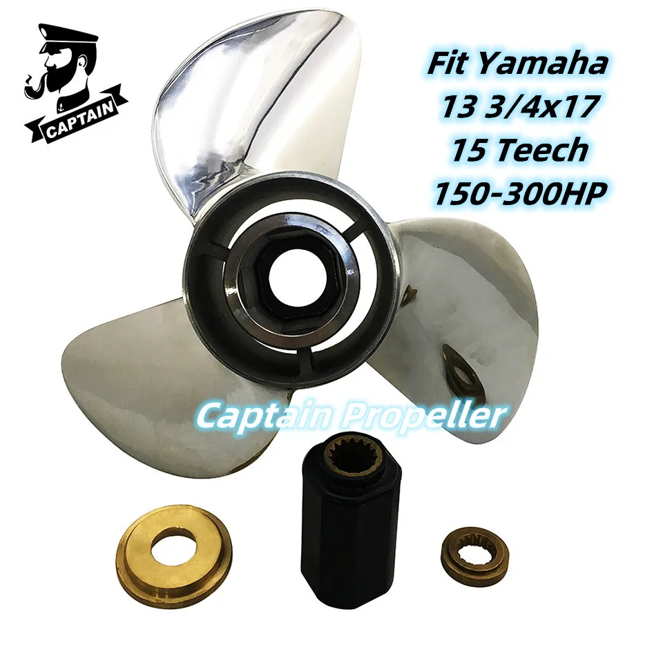 Captain Boat Propeller 13 3/4x17 Fit Yamaha Outboard Engines 225 250 300 HP Stainless Steel Screw 3 Blade 15 Tooth Spline LH