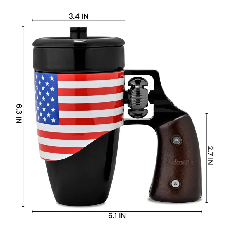 Revolver Handle Mug Coffee Cup Personalized Decorations For With Cover Coffee Tea Cup Milk Non Slip Cup Novelty Christmas Gift