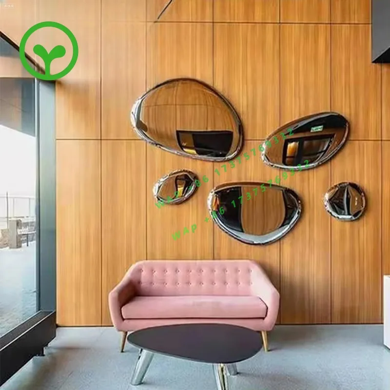 

【Popular】Simple Living Room Stainless Steel Stone Wall Decoration Modern Irregular Geometric Metal