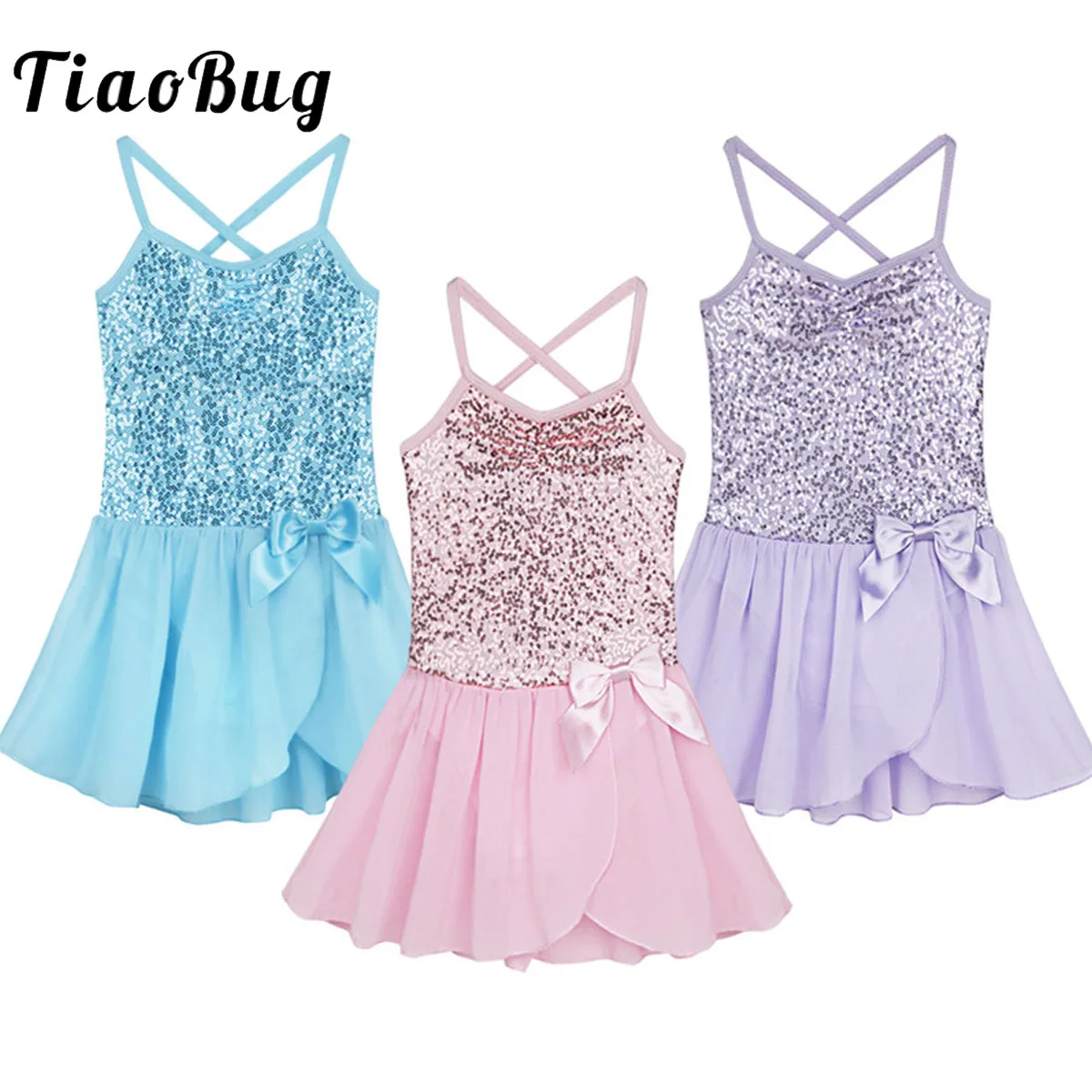 Girls Sequined Ballet Leotard Tutu Dance Dress Kids Dancer  Sleeveless Gymnastics Leotards Professional Perform Ballet Dress