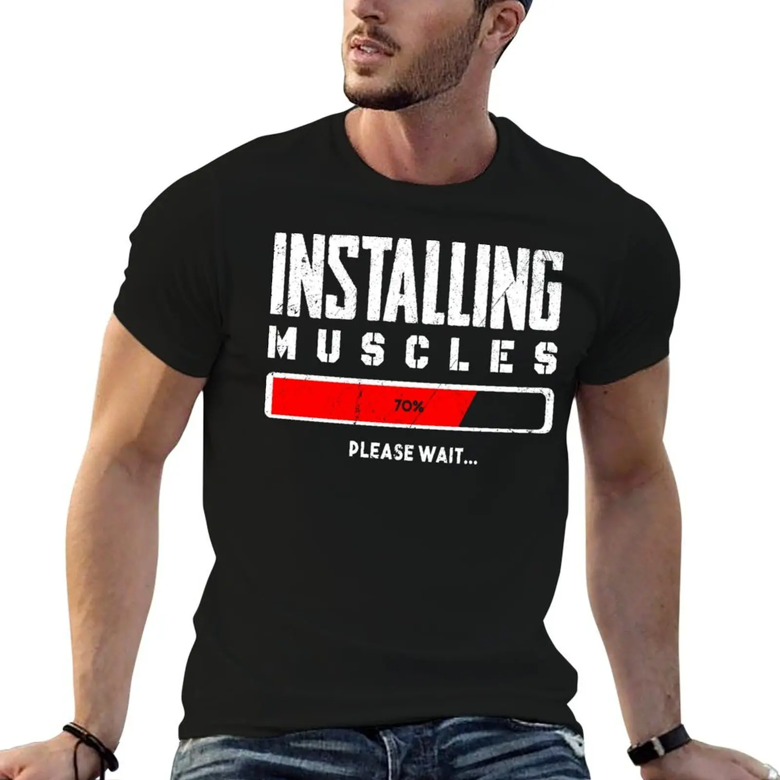 Installing Muscles Please Wait T-Shirt kawaii clothes affliction shirts fruit of the loom mens t shirts