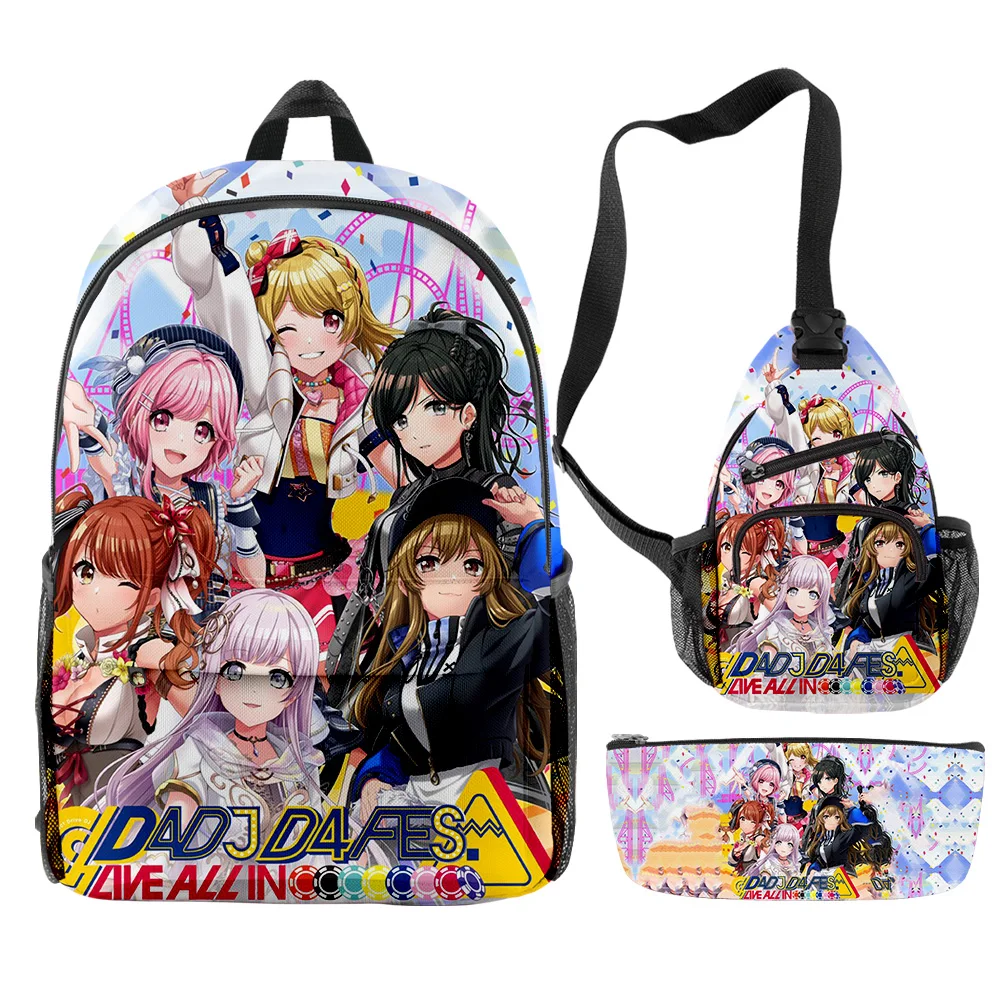 Imagem -04 - All Mix Anime 2023 Novos Mochilas Peças Conjuntos Zíper Daypack Unisex Traval Bolsa Novo Harajuku Estudante Bolsa de Escola D4dj