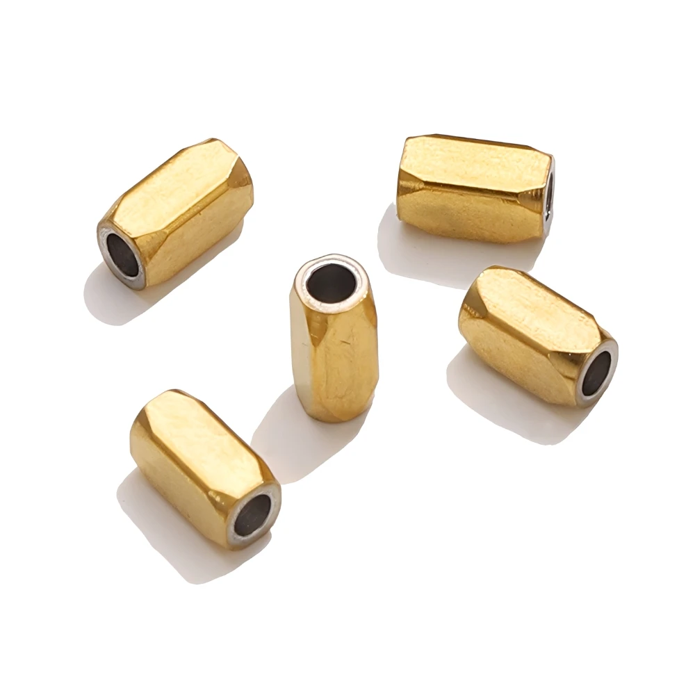 20pcs 18K Gold Stainless Steel Hexagonal Spacer Beads DIY Jewelry Making Components for Bracelet Necklace Wholesale Supplies view 5