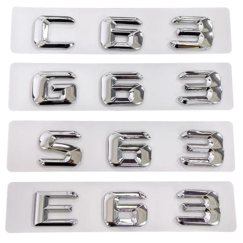 

Convex Chrome Silver 3D ABS Emblem Badge Logo Car Body Rear Trunk Stickers For Mercedes Benz S63 C63 E63 G63 Styling