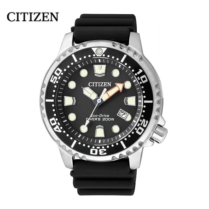 Original CITIZEN Watches for Sports Diving Watch Silicone Luminous Watch BN0150 Eco-Drive Series Black Casual Dial Quartz Watch