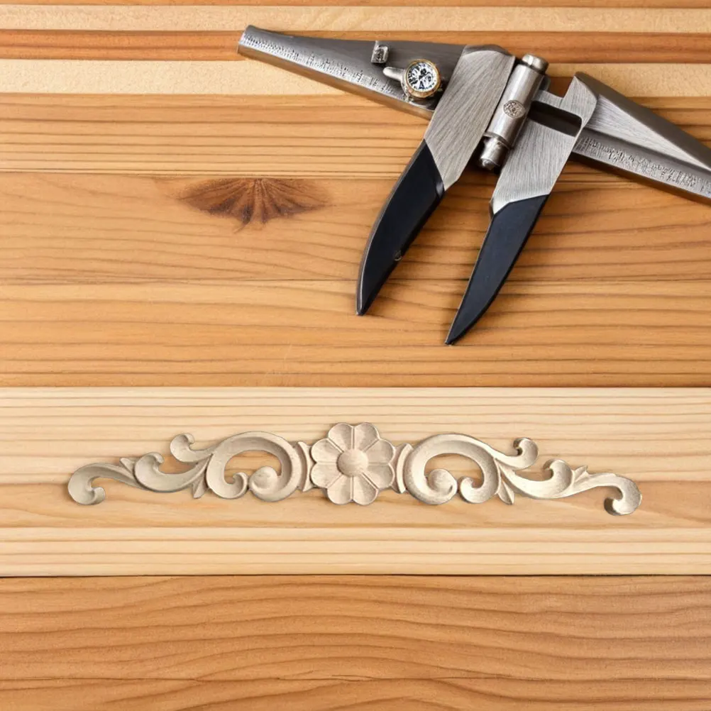 

4Pcs Solid Wood Onlays Appliques Intricately Carved Floral Designs for Furniture Vintage Ornaments Cabinet Door Decor