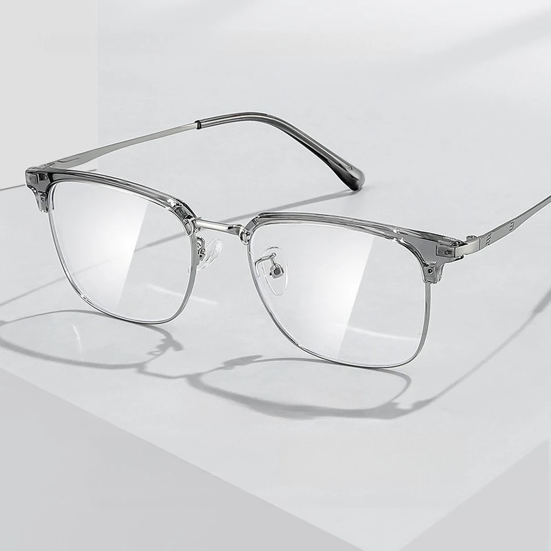 EYORA Vintage Business Metal Square Reading glasses Anti Blue Light Myopia and hyperopia Photochromic Prescription Eyewear Lens