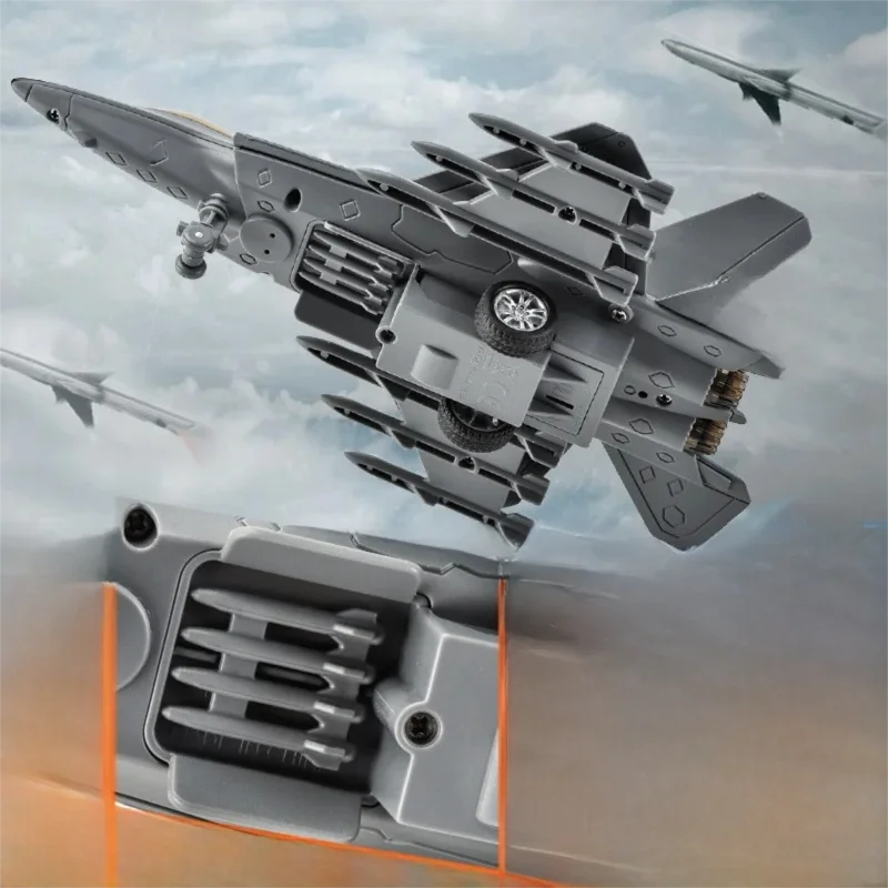 J-31 Stealth Fighter Alloy Pull Back Fighter Model Plane Simulation Aircraft Diecast Aviation Accessories Collection With Stand