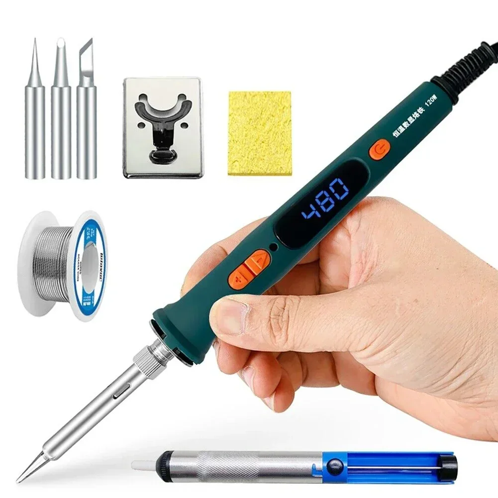 1 Set Soldering Iron Digita Soldering Pen Welder Supplies 120W 220V Adjustable Constant Temperature Electric LED