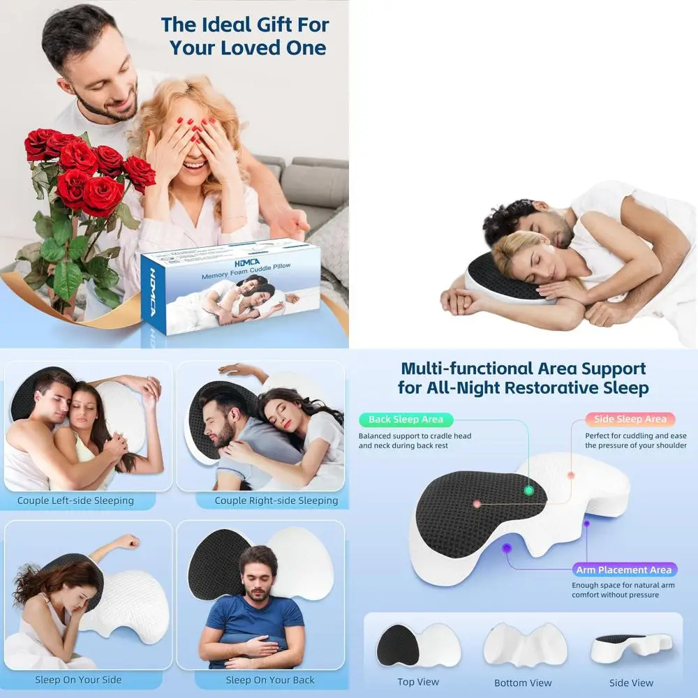 

Подушка для объятий с отверстием для рук для боковых сна: пена с эффектом памяти, эргономичная поддержка шеи, дышащий чехол