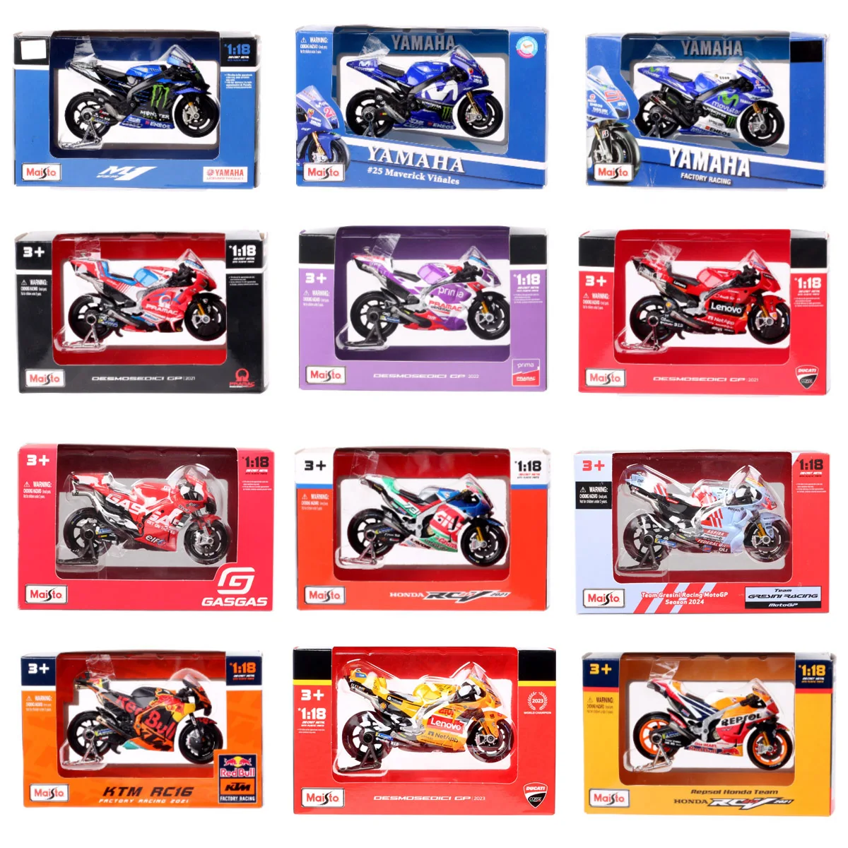 1/18 Maisto KTM RC16 Redbull Ducati GP21 GP22 GP23 gaz Honda RC213V Repsol Yamaha YZR-M1GP modèle de Moto de course vélo Moto