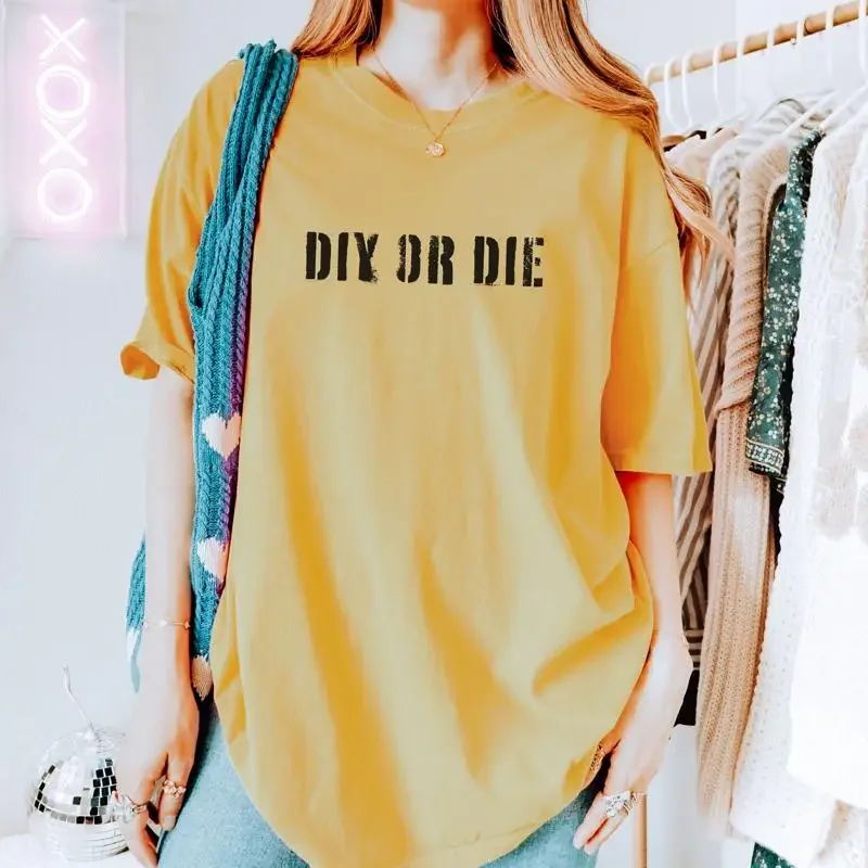Bring Back Y2K Vibes w this 'DIY or Die' T Shirt as the Perfect Crafty Girl DIY Lover  Era Creator Cute