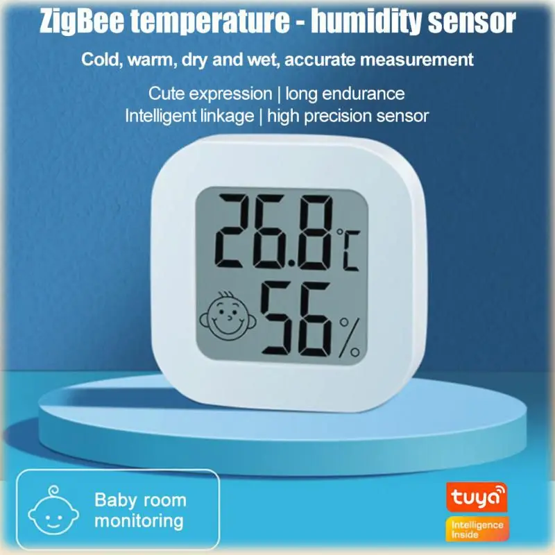 Tuya ZigBee Temperature & Humidity Sensor Digital Temperature Humidity Meter Indoor Outdoor Thermometer Weather Station Clock