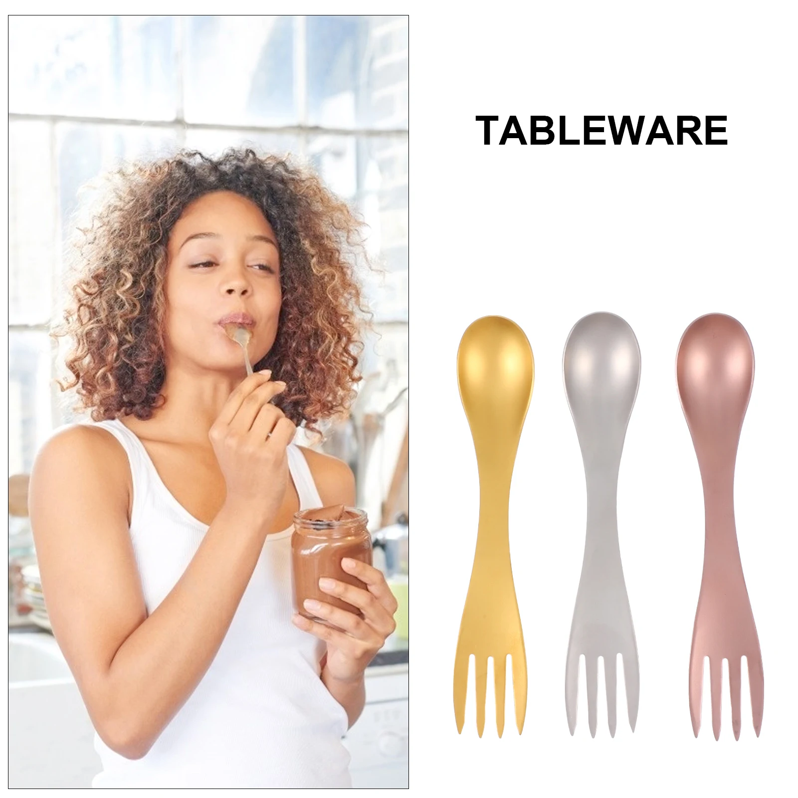 

3pcs SpoonFork StainlessSteel Cutlery CampingUtensils PortableFolding MultiFunction TravelDining Supplies