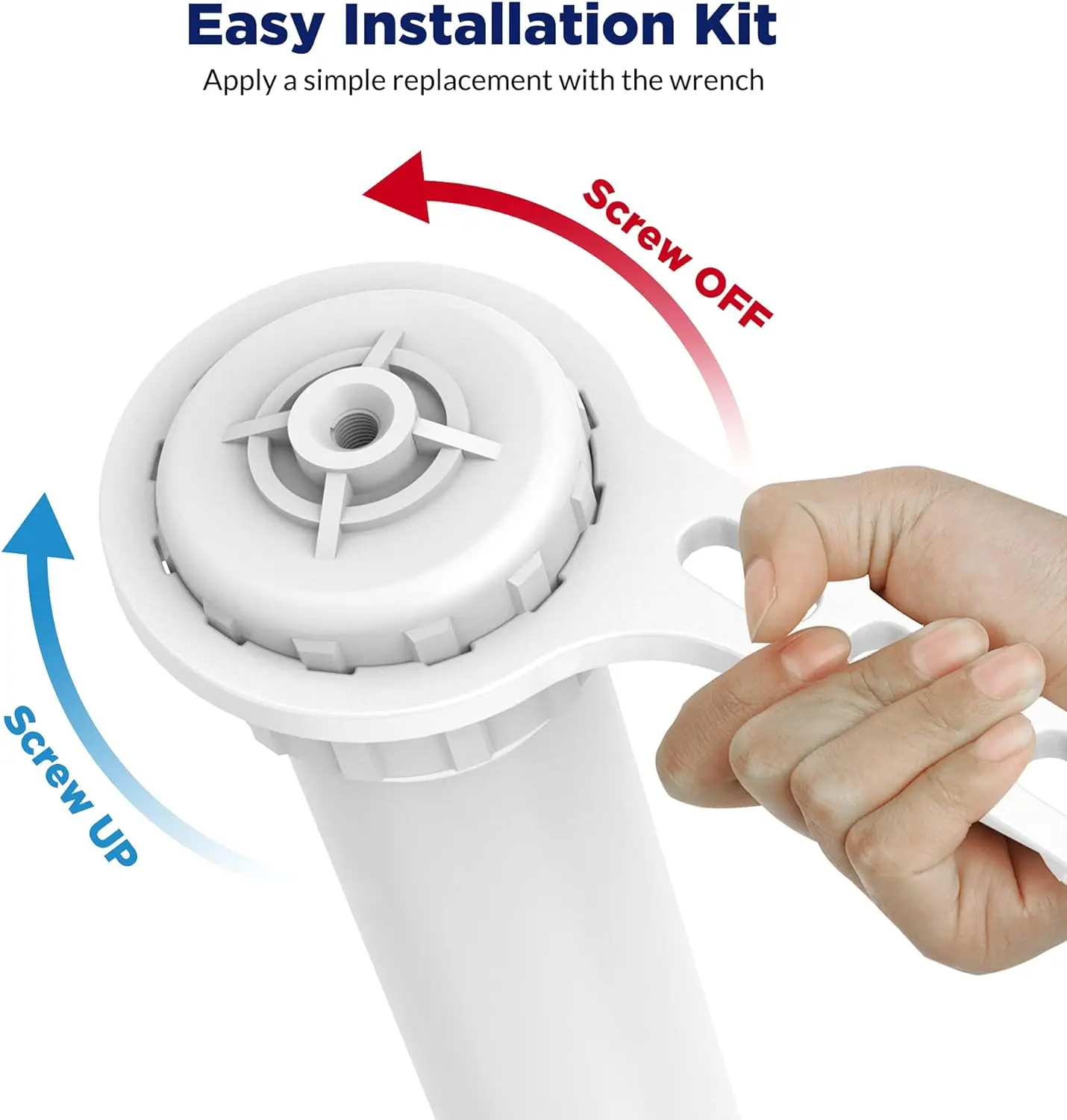 1812/2012 24-150 GPD Reverse Osmosis Membrane Filter Housing Replacement with Elbow Fittings, Housing Wrench, Check Valve