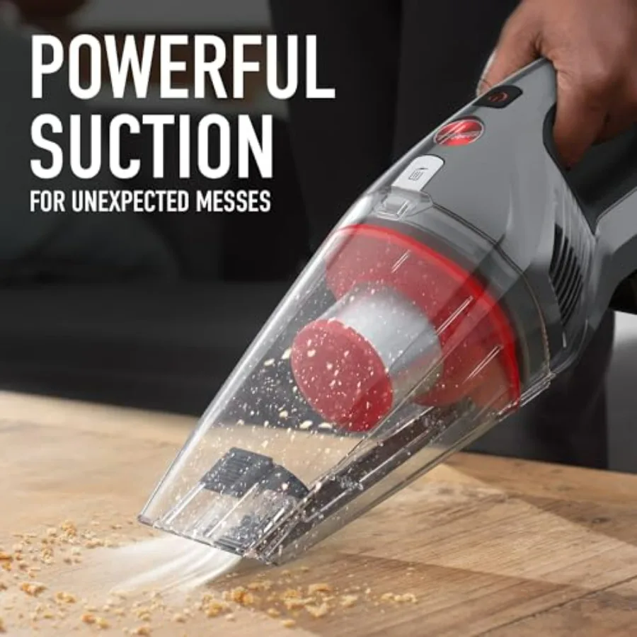 Cordless handheld vacuum cleaner for home and car use, ABS plastic body in black, powerful suction and lightweight design for q