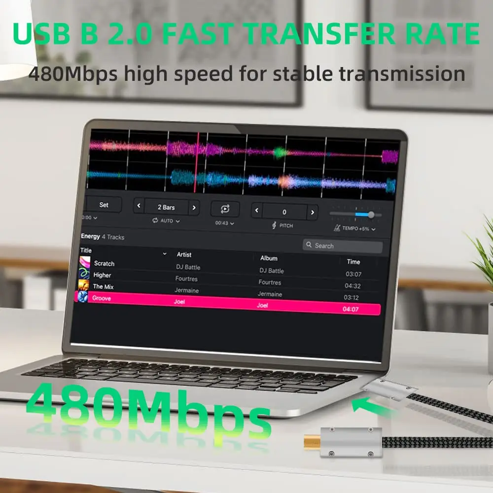 

USB 2.0 A to B Data Cable, 1M/3.3Ft, OFC Copper, 3-Layer Shield, 24k Gold-Plated Connectors for DAC, Decoder, Printer, Computer