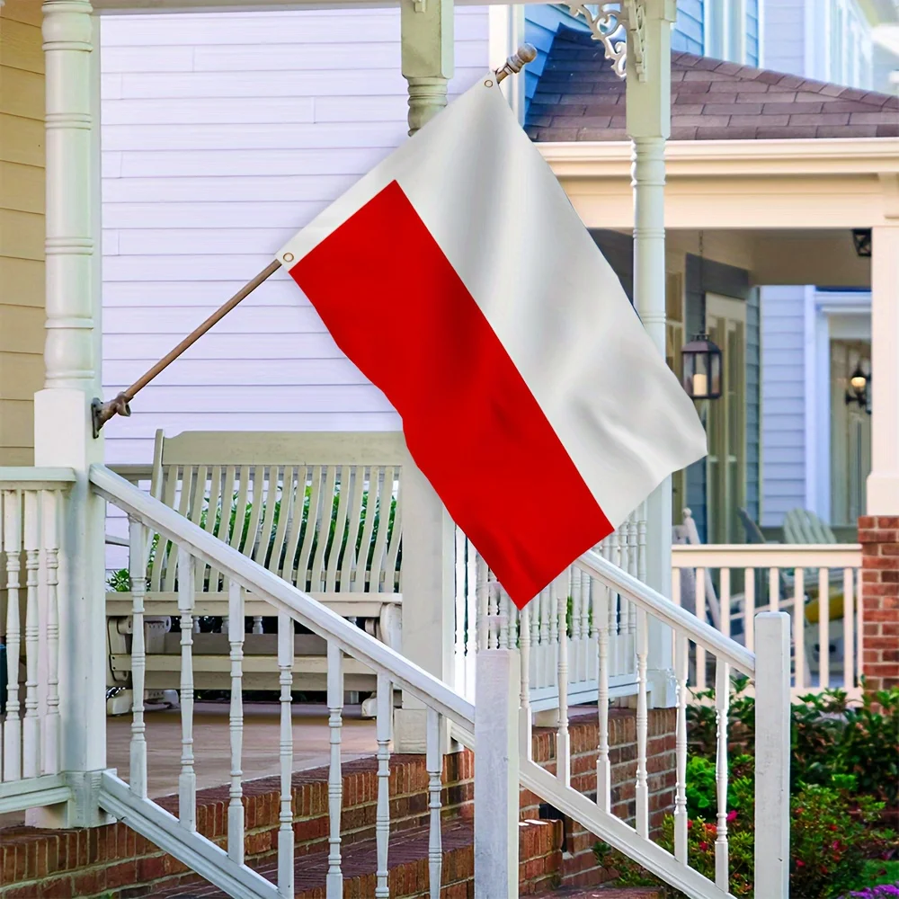 1pc Polish National Flag, Multiple Sizes Available, Single-Sided Printing, Fade-Proof & Vivid Bright Colors, Durable Polyester