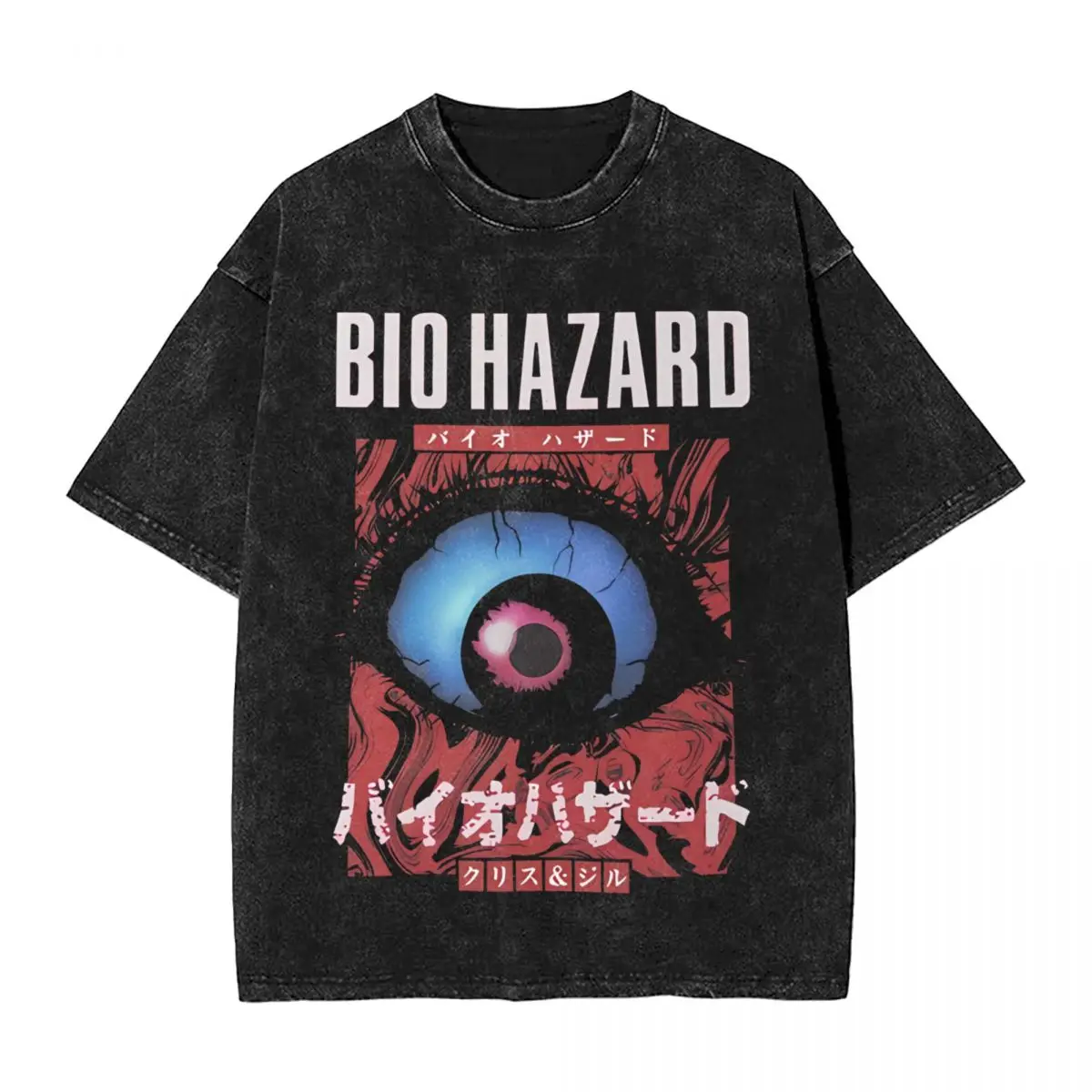 Silent Hill Biohazard woman Men Washed Hot stamping Print T-Shirt,Harajuku Cotton Tshirt Men's Summer Short Sleeve Tees