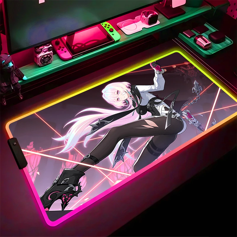 RGB Mouse Pad Non-Slip Rubber Edge locking mousepads Game play mats notebook computer Honkai Impact 3 Game Mousepad Home Decor