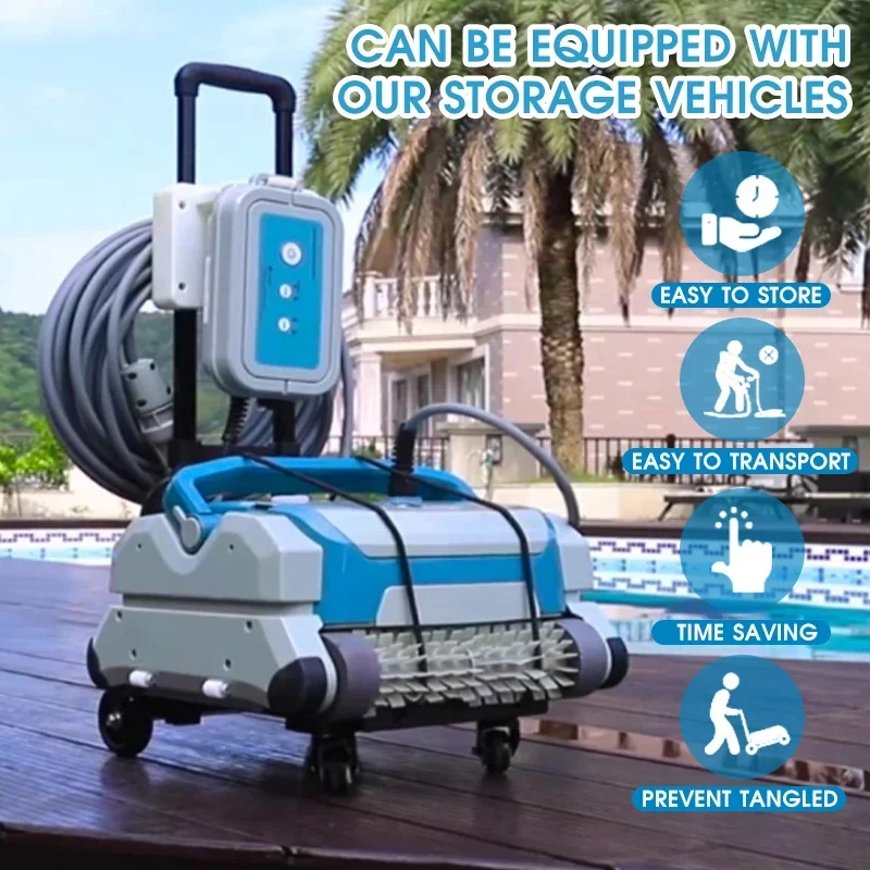 Wall Climbing Wired Automatic Robot Pool Cleaner Pool Cleaning Robot Vacuum With 130 Watts Suction