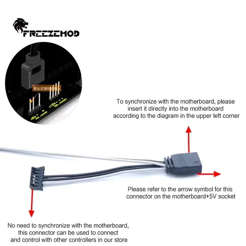 

Компьютер FreezeMod резервуар водяного охлаждения RGB светодиодный светильник 5 В для резервуара для воды/насоса, длина 30-250 мм, поддержка MOBO ARGB SYNC,