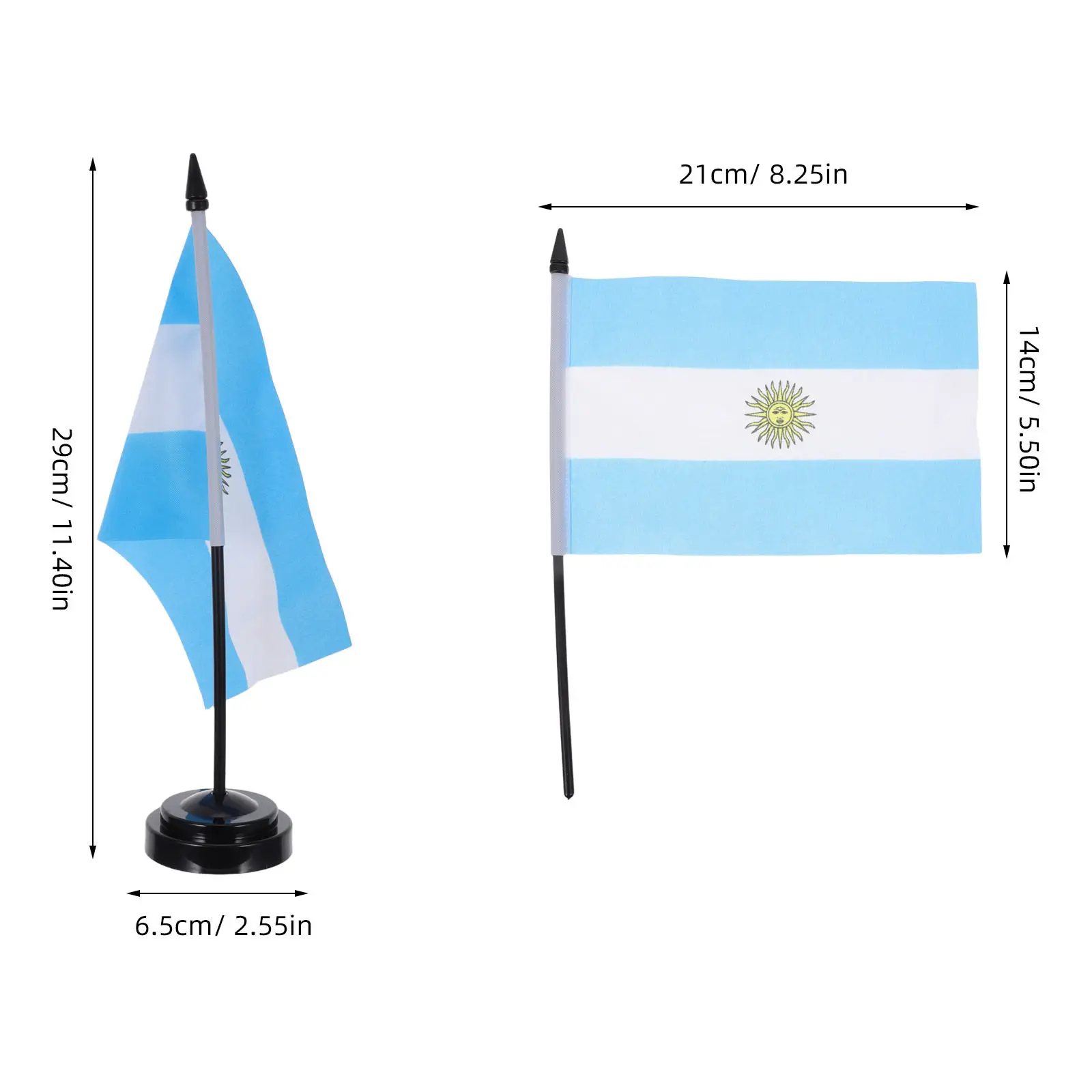 4Sets Argentina Desk Flags with Stands Polyester Vivid Colors Fade Resistant Table Flag Set for Office Decor Home Party Festival