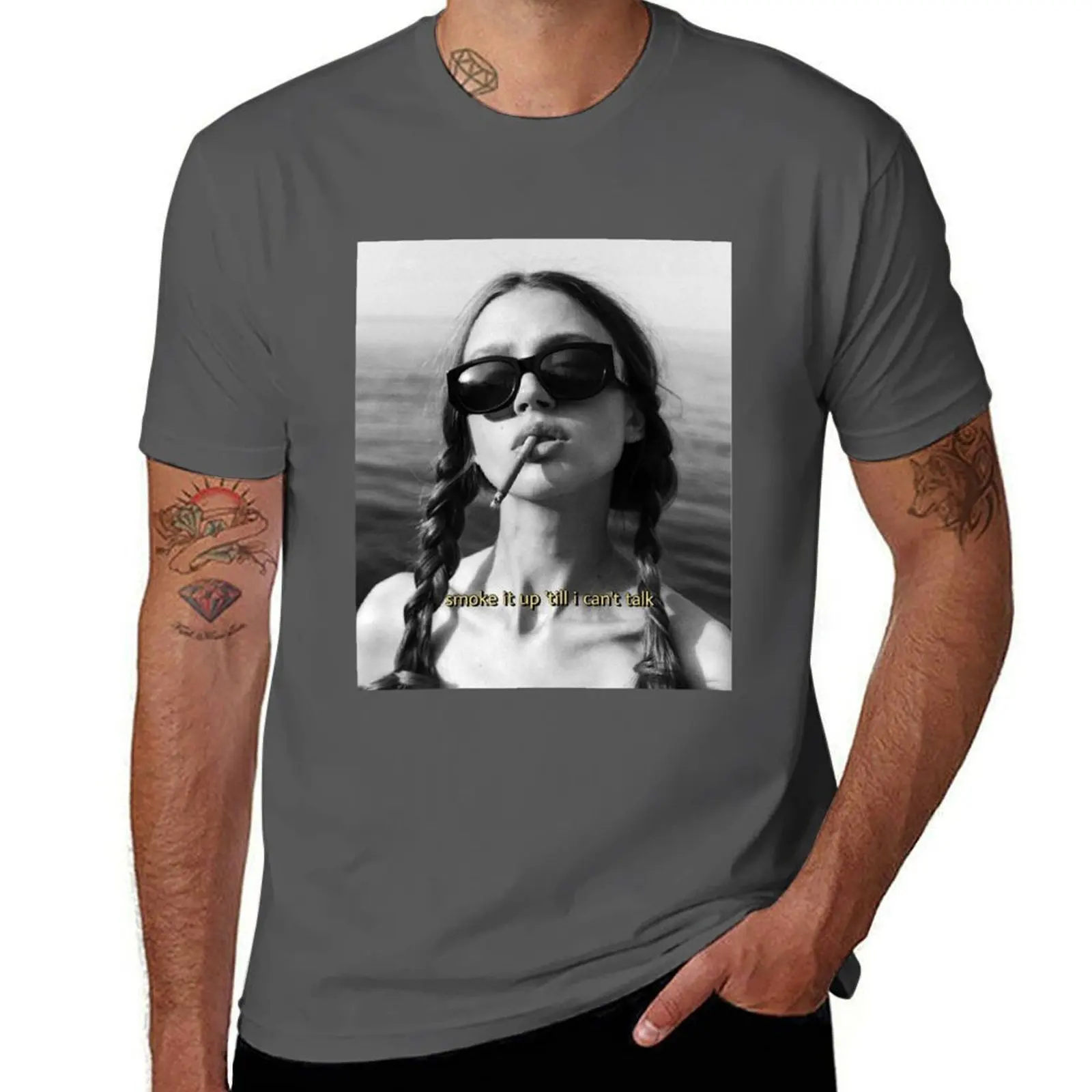 

Pretty Can't Smoke Cigarette I White Talk Smoking up T'll Black And Girl it T-Shirt Performance Workout Short Sleeve Tee