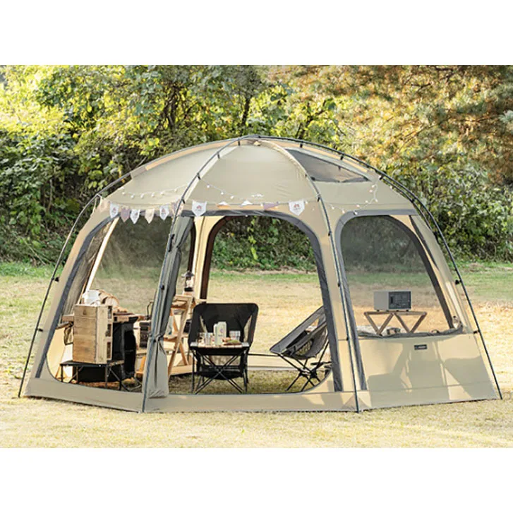 Manufactured Hexagonal Dome Tent Outdoor Tent with Flysheet Two Layers Picnic Tent