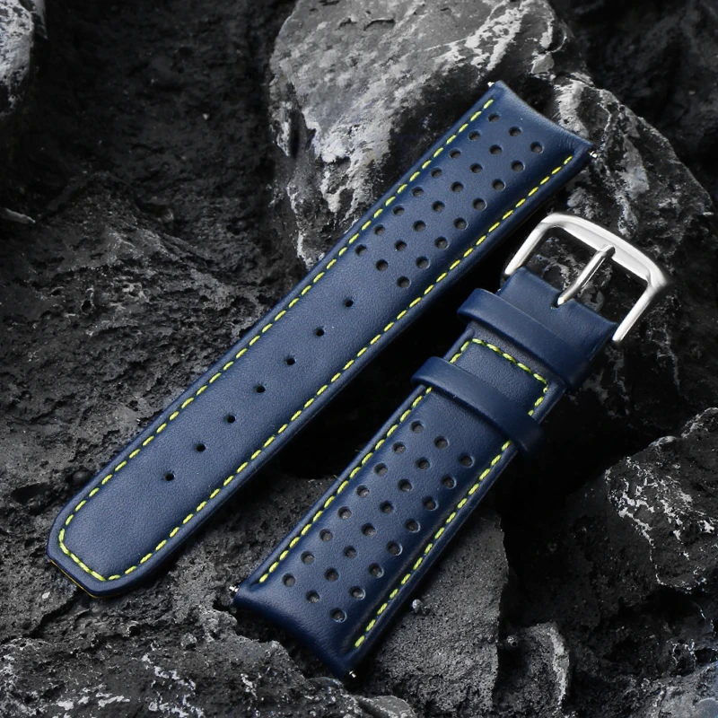 Waterproof Cowhide Watchbands for Citizen Blue Angel AT8020-03L 54l Arc Interface Blue Genuine Leather 23 22 Watch Strap